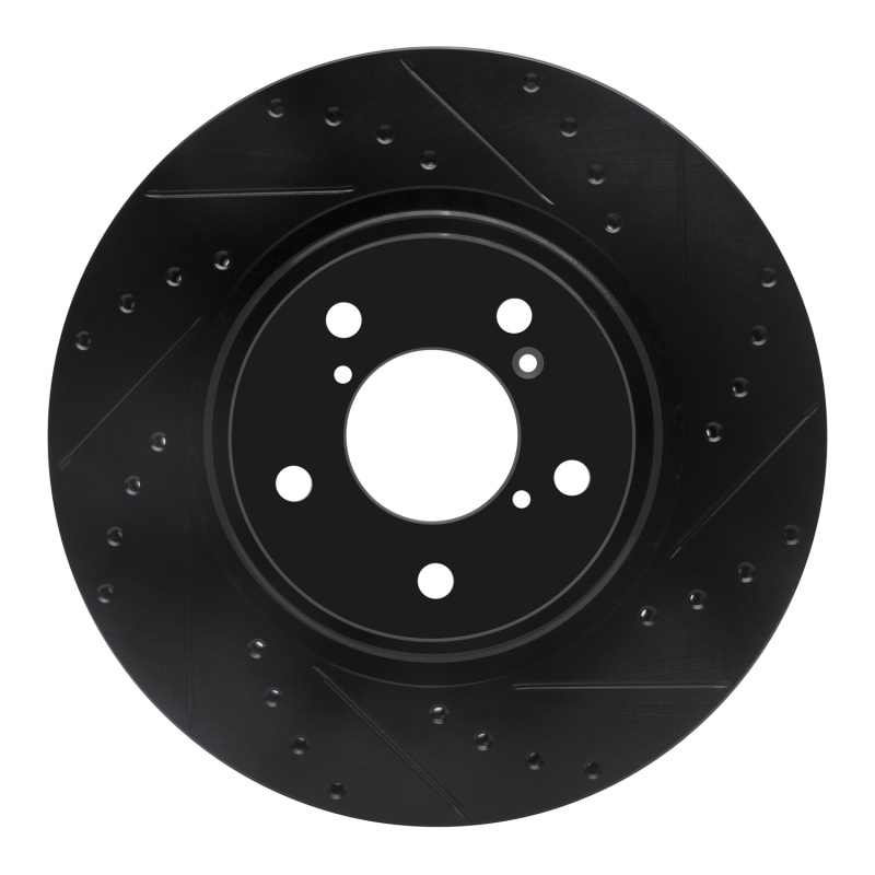 Acura MDX Brake Rotor (1) - Front Right - R1 Concepts - Drilled & Slotted - Black - `17-`20